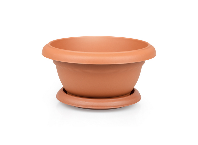 Small Flower Plant Flat Pot and Saucer. Round Flat Pot Planter. (0.5L / 1L / 2L)