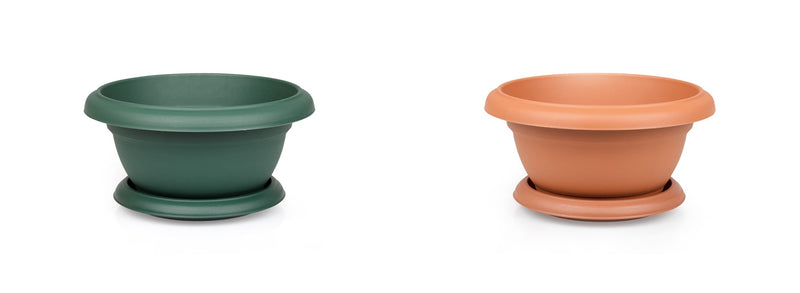 Small Flower Plant Flat Pot and Saucer. Round Flat Pot Planter. (0.5L / 1L / 2L)