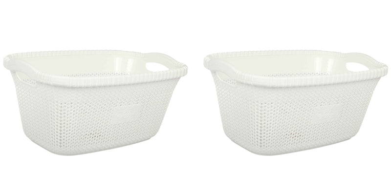 2x Rattan Style Rectangular Laundry Basket