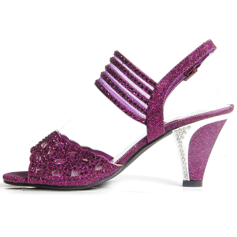 Block Heel Buckle Up Sandals - Violet (Purple)