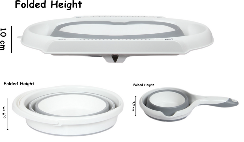 Foldable Baby Bath Set. Collapsible Bathtub, Bucket & Water Pourer.