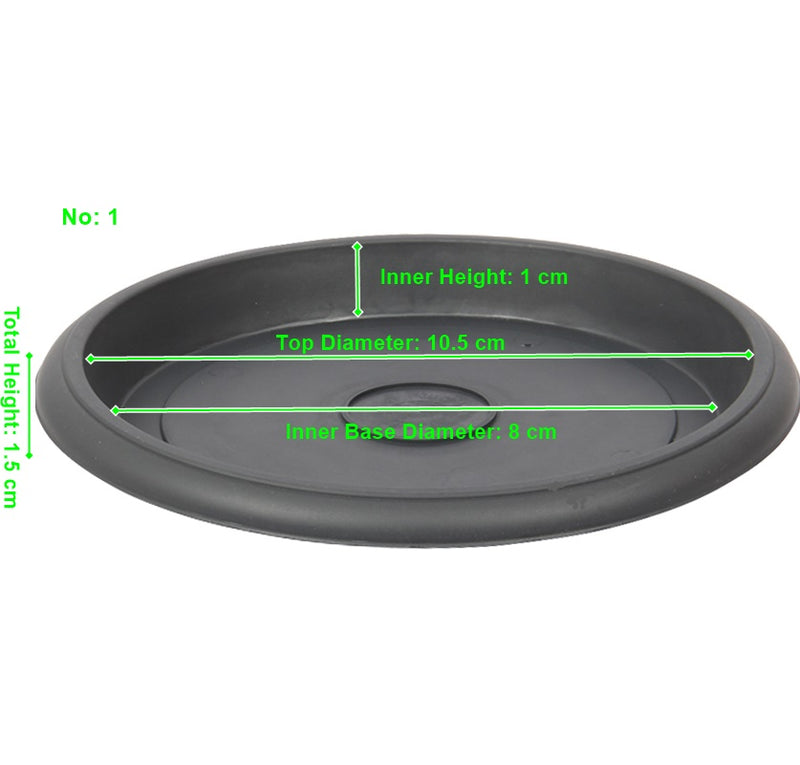 Plant Pot Round Saucer. Flower Pot Deep Drip Tray Strong Plastic.(Pack of 5)(Antrasit)