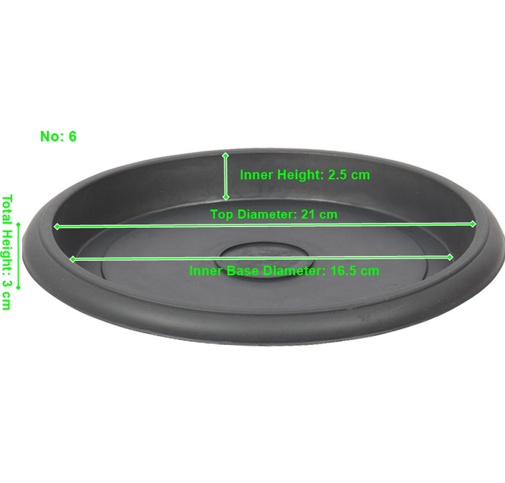 Plant Pot Round Saucer. Flower Pot Deep Drip Tray Strong Plastic.(Pack of 5)(Antrasit)