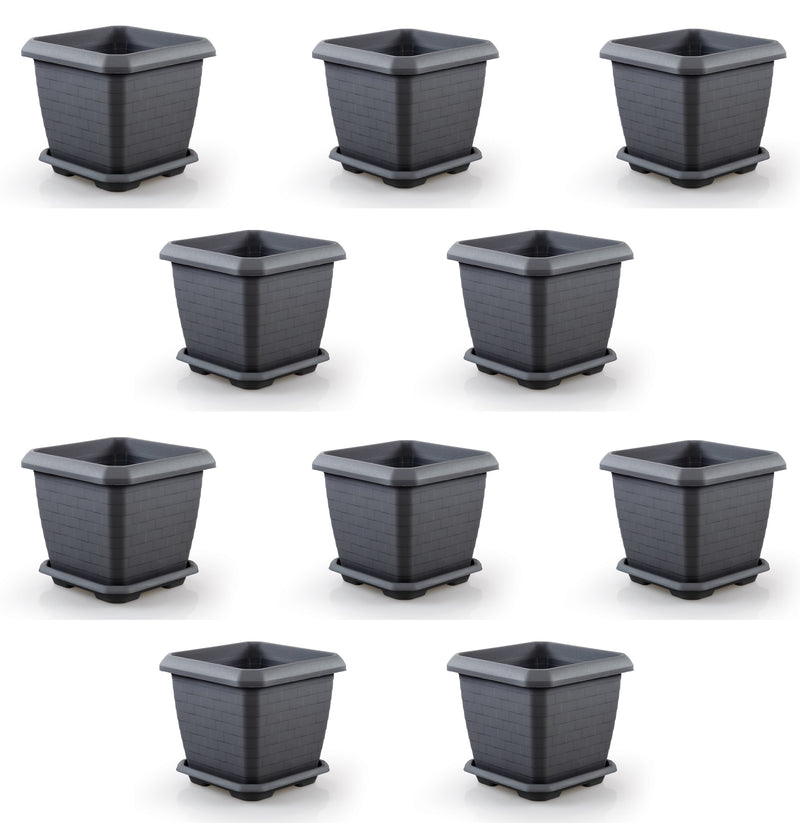 Large Square Flower Plant Pot and Saucer. (25.5 Lt / 44 Lt / 74.3 Lt).