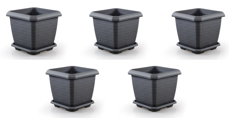 Large Square Flower Plant Pot and Saucer. (25.5 Lt / 44 Lt / 74.3 Lt).