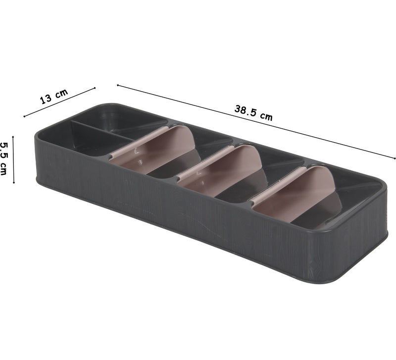 Cutlery Organiser. 5 Compartment Cutlery Tray. Drawer Organiser. (Antrasit)