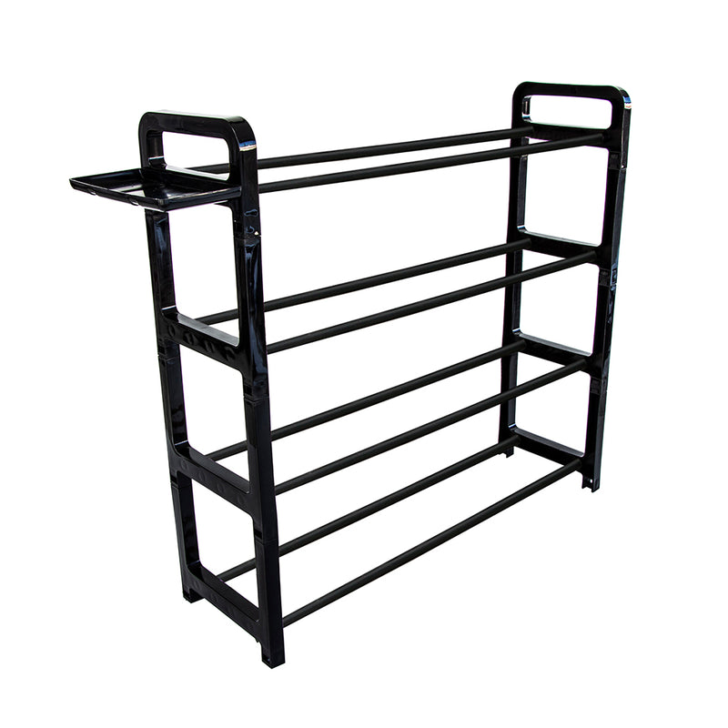 4 Tier Shoe Rack. (up to 12 Pair) Shoe Storage Shelf with Storage Area. Shoe Stand.