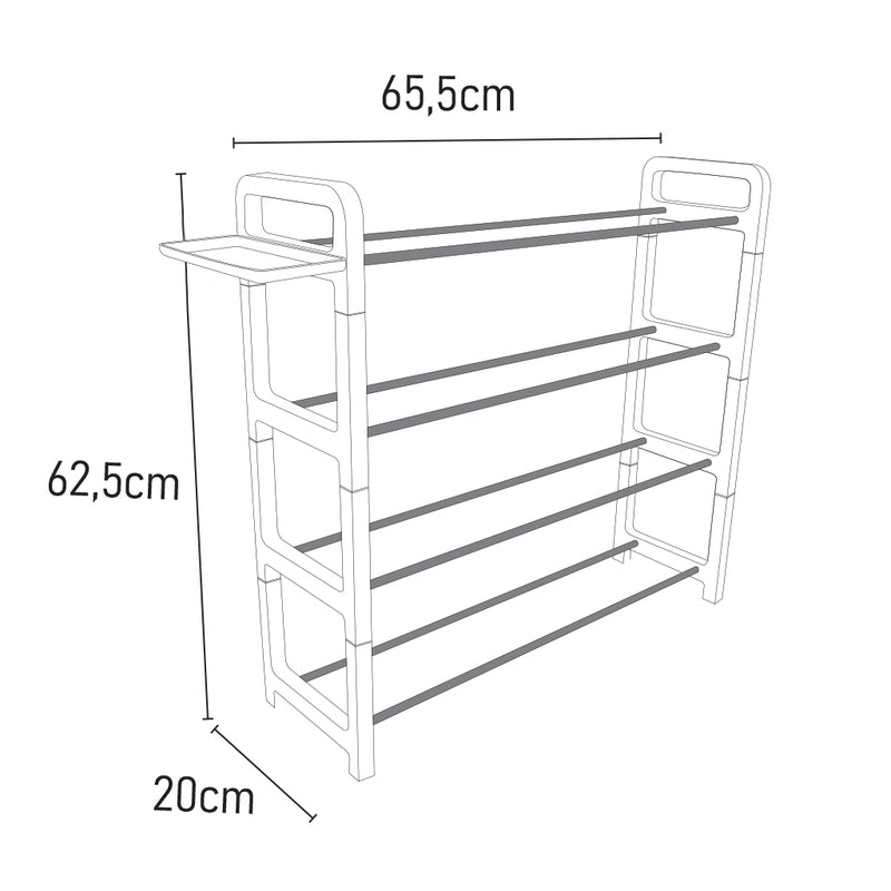 4 Tier Shoe Rack. (up to 12 Pair) Shoe Storage Shelf with Storage Area. Shoe Stand.