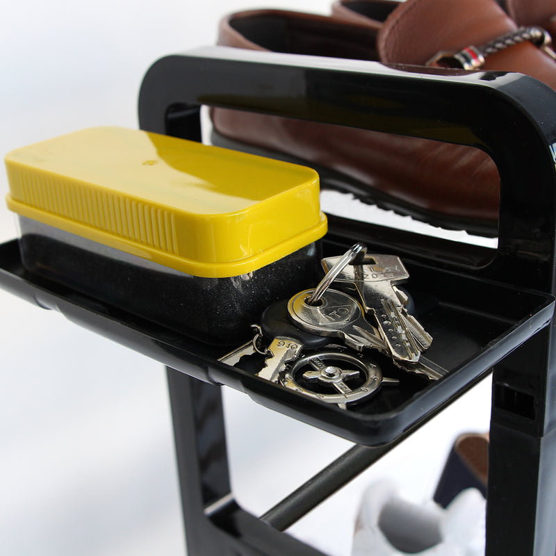 4 Tier Shoe Rack. (up to 12 Pair) Shoe Storage Shelf with Storage Area. Shoe Stand.