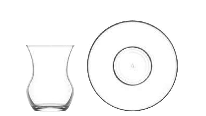 Turkish Tea Glasses & Saucer Set. Oriental Arabic Tea House. Cay Bardagi Set. (6 Glasses & 6 Saucers)