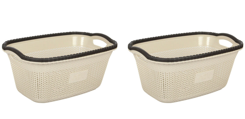 2x Rattan Style Rectangular Laundry Basket