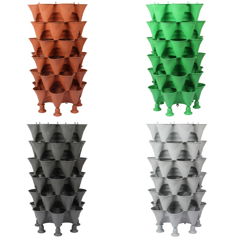Stacking Garden Flower Tower Pot. Strawberry Planter Pot. (6x7 Pocket) (42 Plants).