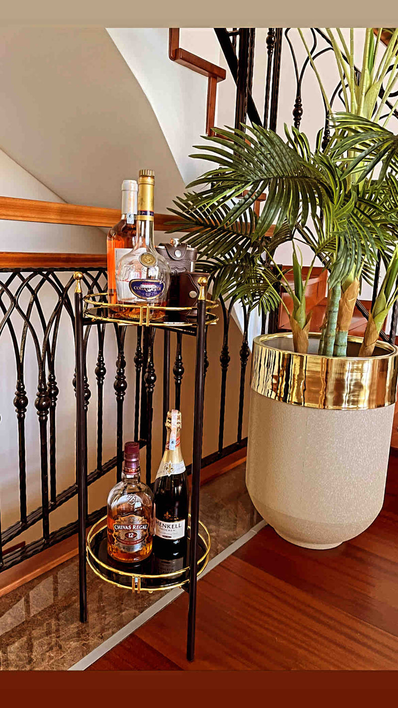 2 Layer Gold Serving Trolley. Flowerpot. Multifunctional Tray. (Pack of 2).