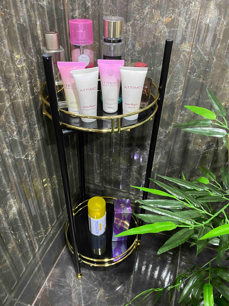 2 Layer Gold Serving Trolley. Flowerpot. Multifunctional Tray. (Pack of 2).