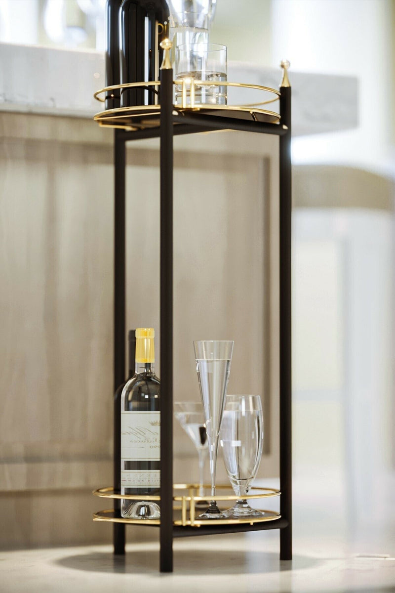 2 Layer Gold Serving Trolley. Flowerpot. Multifunctional Tray. (Pack of 2).