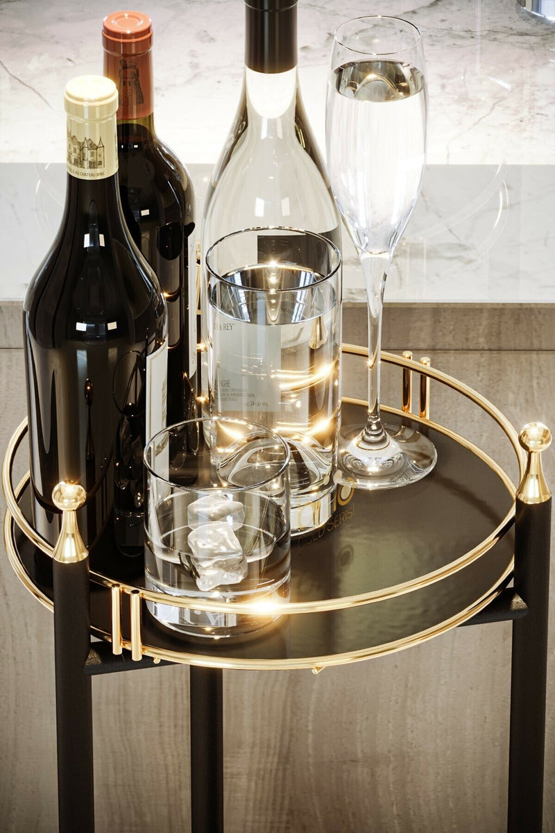 2 Layer Gold Serving Trolley. Flowerpot. Multifunctional Tray. (Pack of 2).