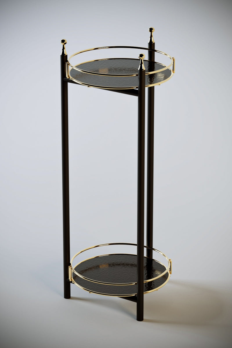 2 Layer Gold Serving Trolley. Flowerpot. Multifunctional Tray. (Pack of 2).