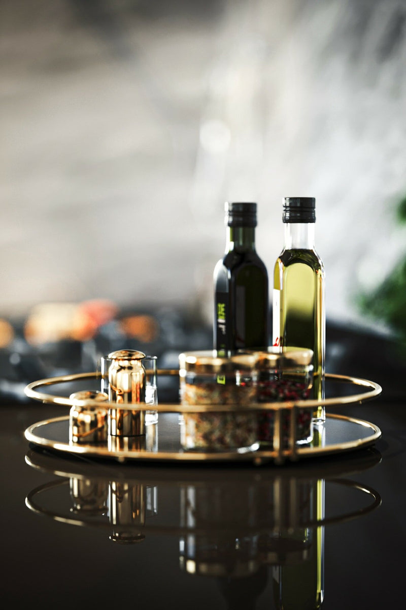 Gold Serving Tray. Round Shape. Multifunctional Tray. Stainless Steel. (29 cm)