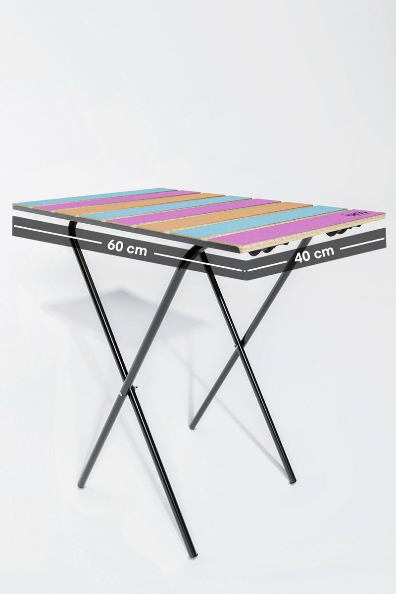 2x Folding Camping Picnic Table. Height Adjustable Colourful Garden Table.