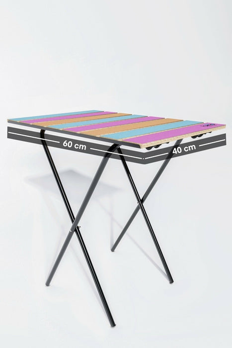 Folding Camping Picnic Table. Height Adjustable Colourful Garden Balcony Table.