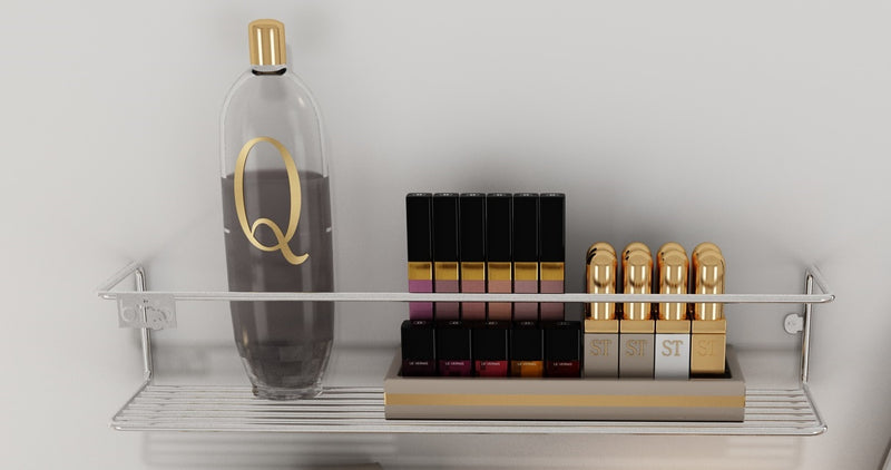 Kitchen Wall Mounted Jar Holder. Bathroom Makeup Storage Organizer. (Single) (Chrome) (33 cm)