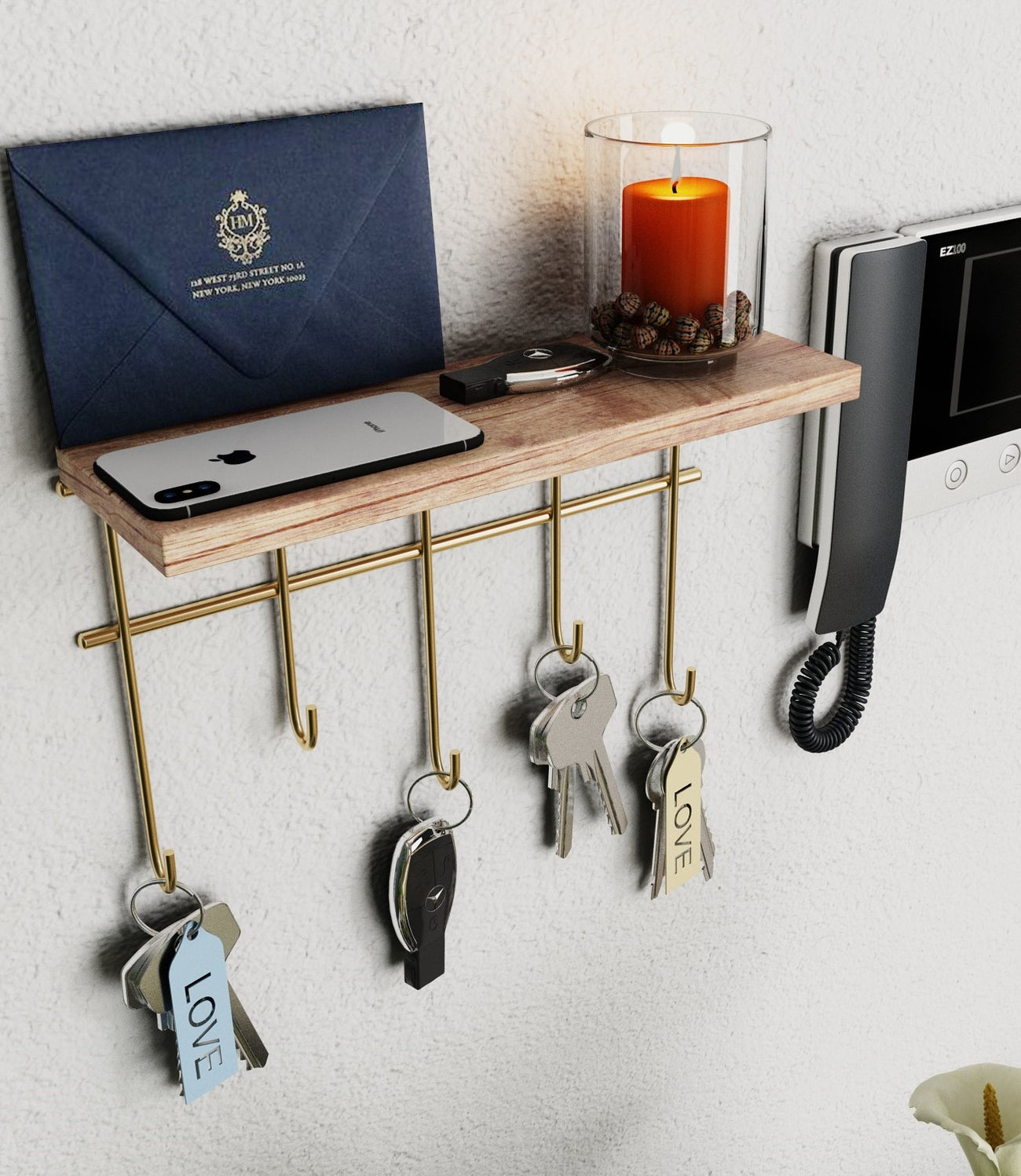 Modular Key Hook 2x Key Hook. Wall Mounted Key Hanger Hook. 5 Hooks. — All In One London