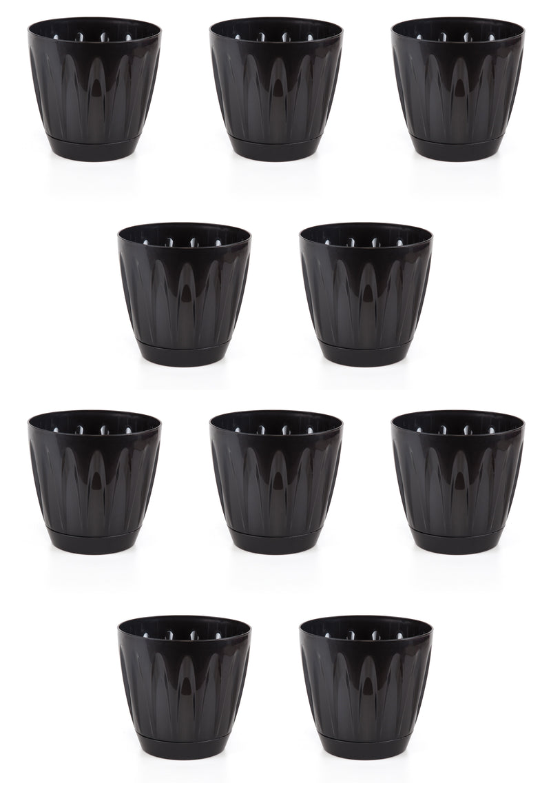 Modern Daisy Round Flower Pot with Saucer. Indoor / Outdoor Flowerpot. (6 Sizes)