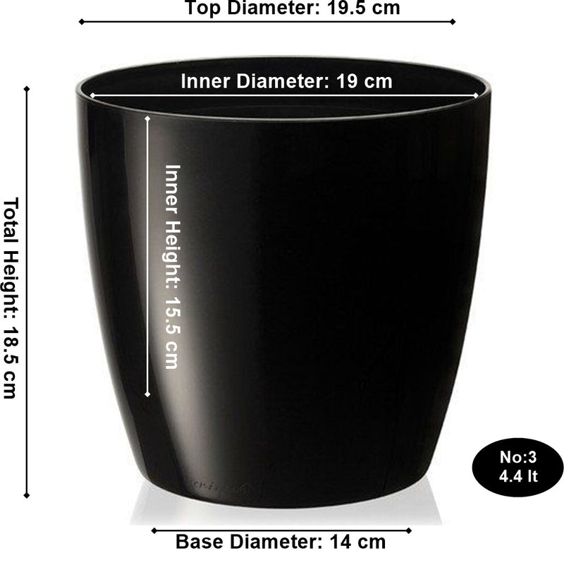 Black Indoor Plant Pot with Watering Feature. Self-Watering Pot.