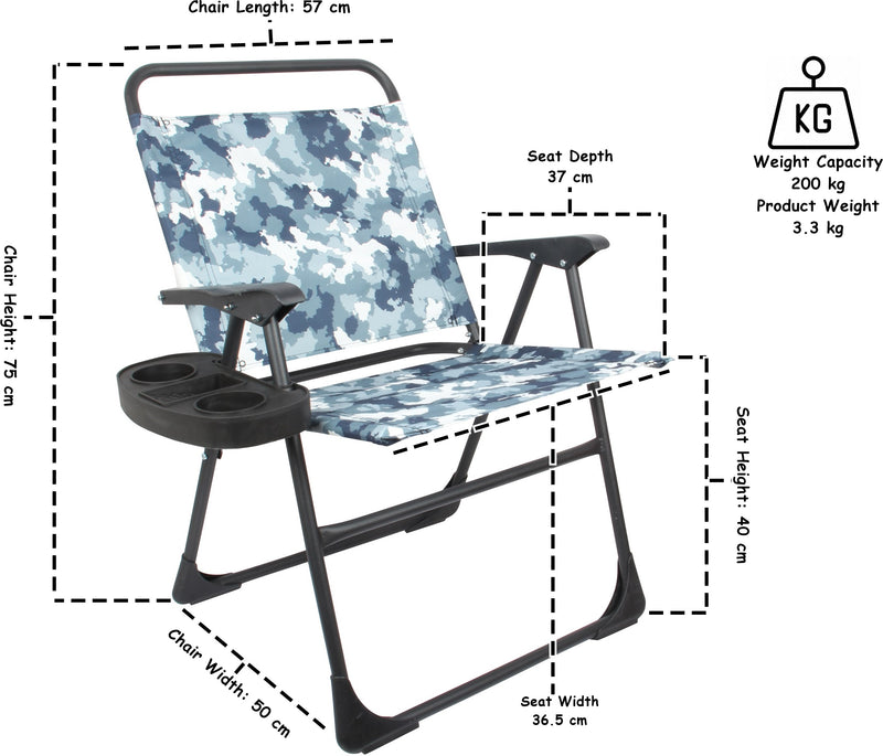 Foldable Camping Chair. Portable Picnic Chair. Fishing Seat. Lightweight. (Blue)