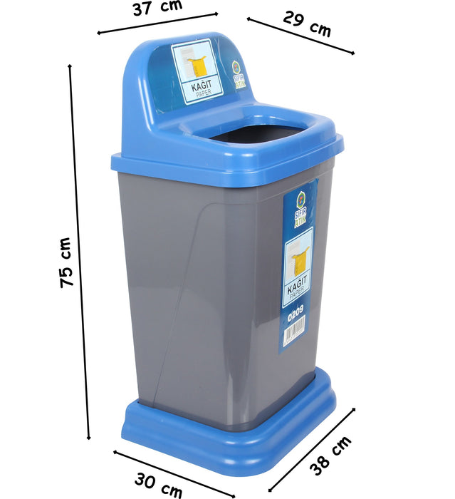50 Litre Recycling Waste Bin with Blue Top. Colour Coded Recycle Bin for Paper.