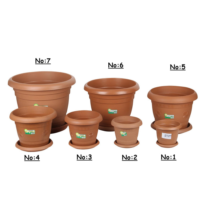 Strong Plastic Round Flower Plant Pot and Saucer
