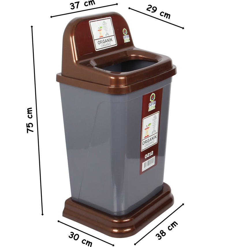 50L Recycling Waste Bin with Brown Top. Colour Coded Recycle Bin for Organic.