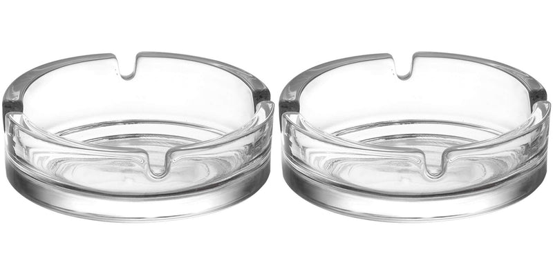 Large Glass Ashtray. Cigarette Grove Stackable. (Set of 2)