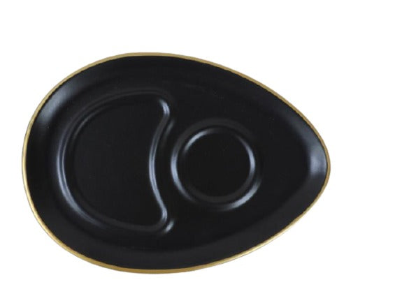 Coffee Cup & Snack Plate Set. Stoneware Matte Cups & Saucer. (Black) (Set of 2)
