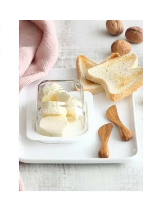 4x Glass Food Storage Container. Butter Dish with Lid. (405 cc/ml)