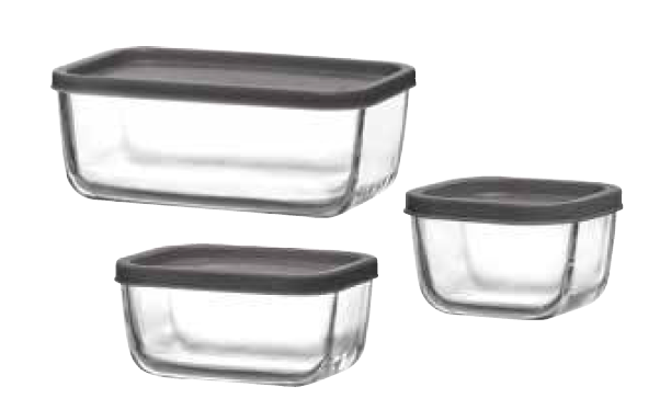 Glass Food Containers Set. 2 Sizes. (Set of 3) (1x 1170ml & 2x 405ml)