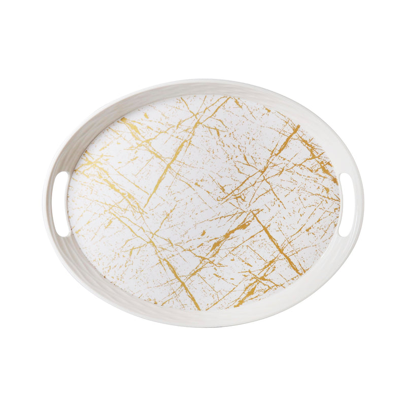 Serving Tray with Handle. Food Drink Tray. Decorative Marble Pattern Tray. (34x44 cm)
