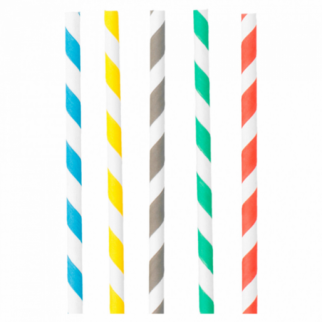 Multicoloured Paper Straw. (Pack of 250)