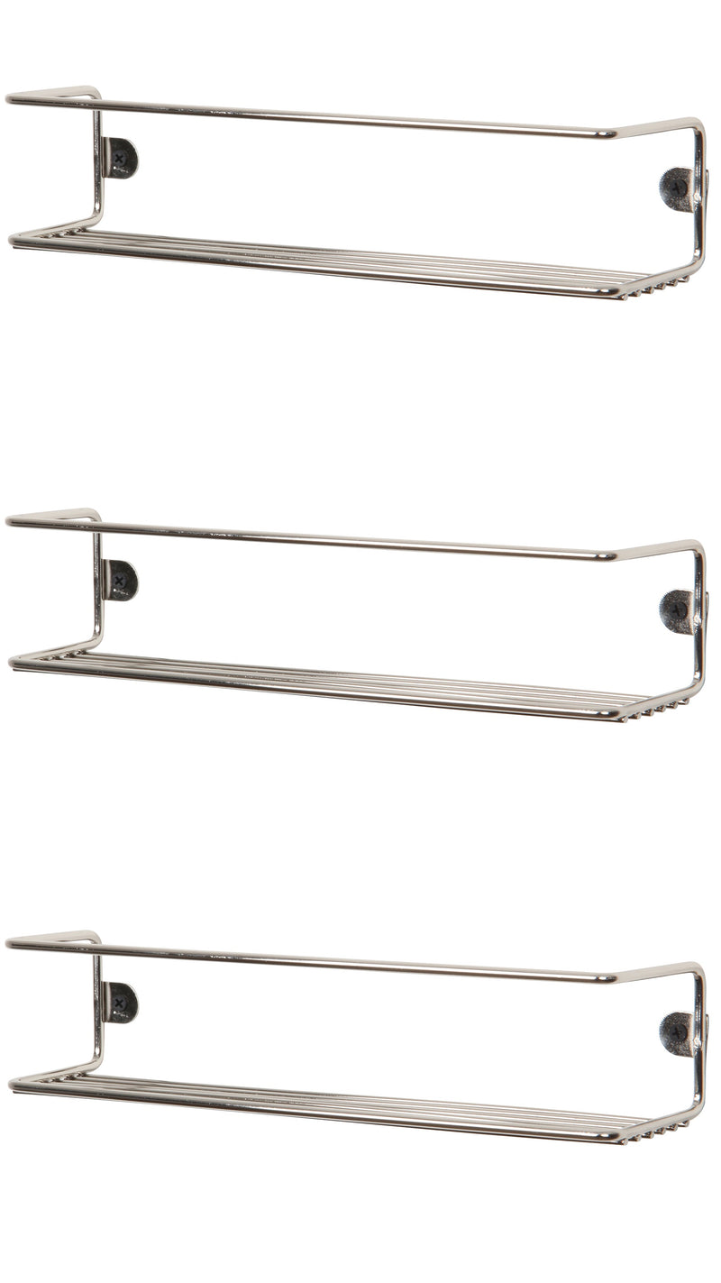 Kitchen Wall Mounted Jar Holder. Bathroom Makeup Storage Organizer. (Pack of 3) (Chrome) (33 cm)