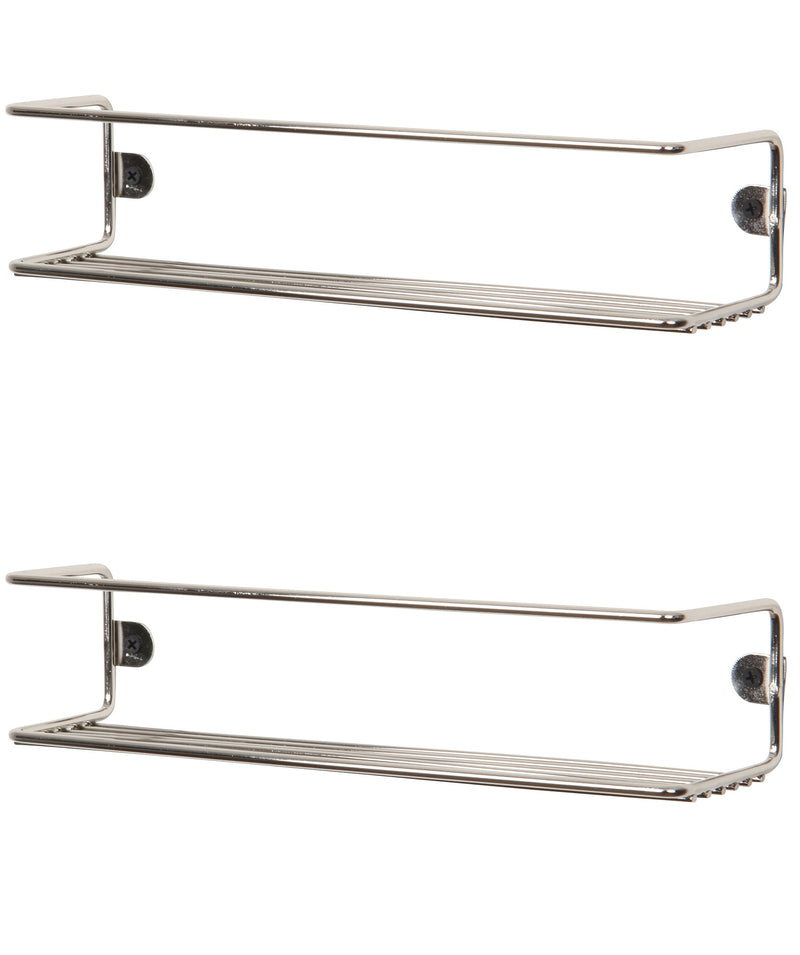 Kitchen Wall Mounted Jar Holder. Bathroom Makeup Storage Organizer. (Pack of 2) (Chrome) (33 cm)