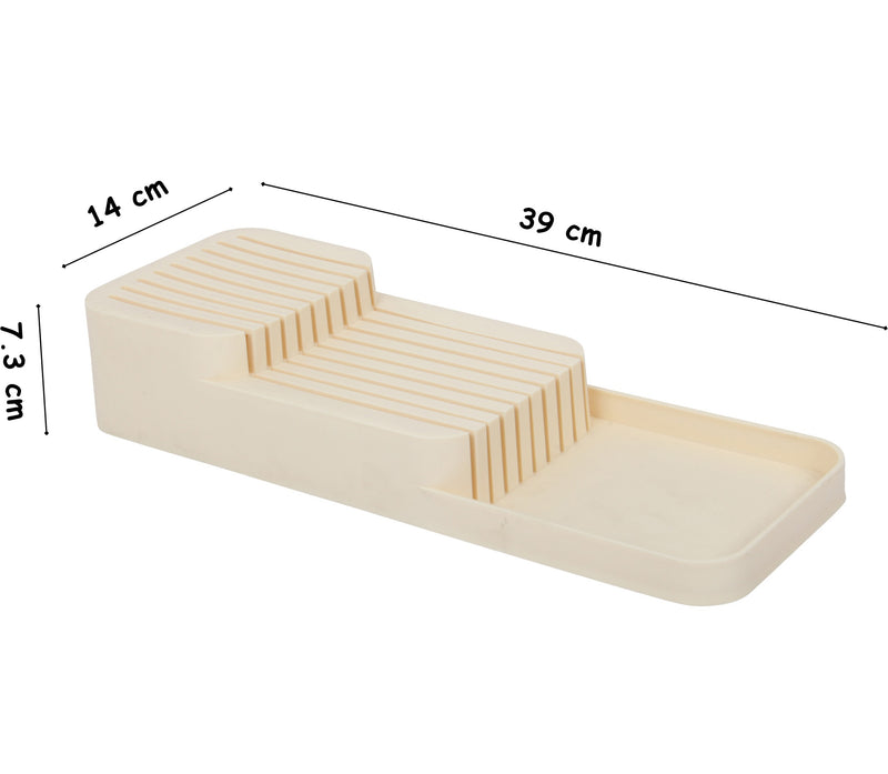 Knife Organiser. 2-Tier Horizontal Knife Block. Drawer Organizer. (Cream)