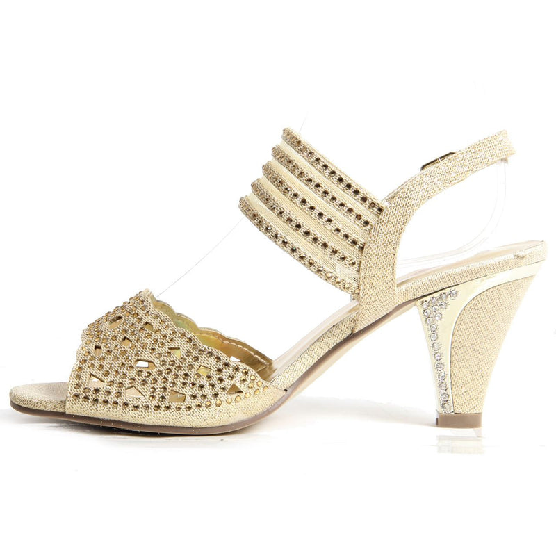 Block Heel Buckle Up Sandals - Violet (Gold)