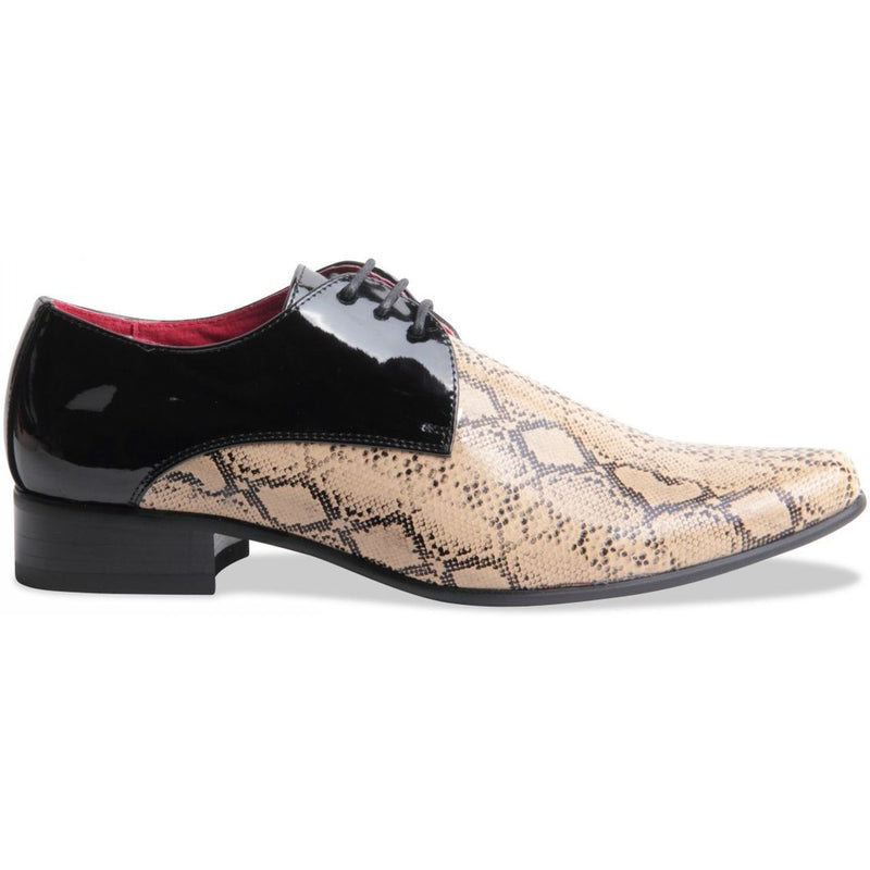 Italian Designer Snakeskin Pointed Leather Lined - Retelino (Beige & Black)