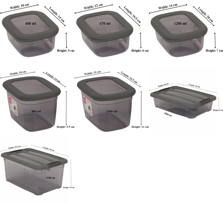 Strong Plastic Microwavable Food Storage Containers with Lids. (Pack of 5 & 10).