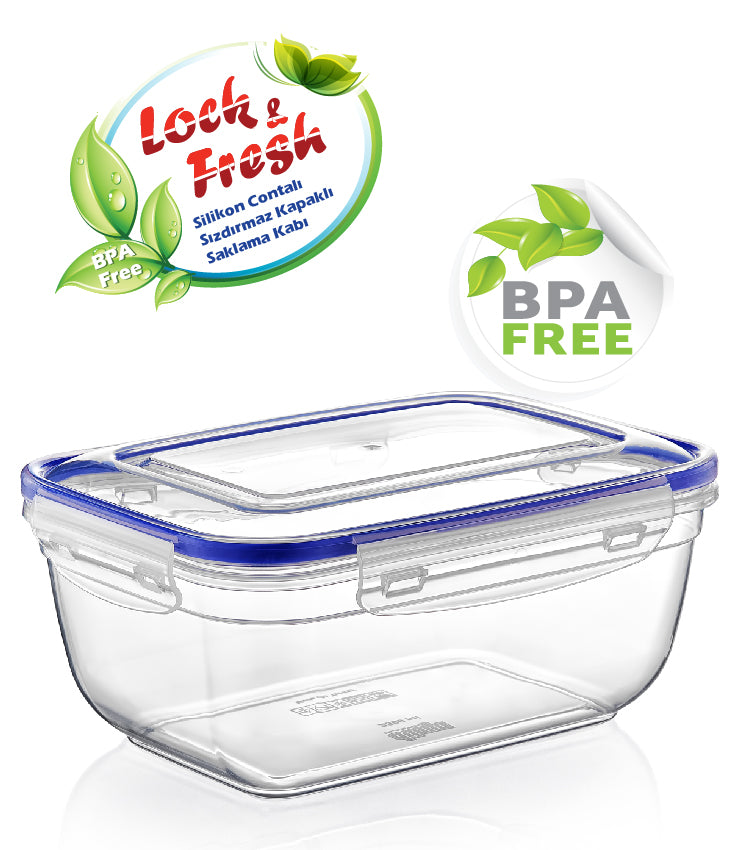 Plastic Rectangle Food Storage Container with Lid. (4 pcs) (400/800/1400/2300 ml).