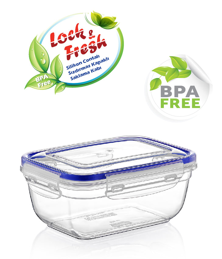 Plastic Rectangle Food Storage Container with Lid. (4 pcs) (400/800/1400/2300 ml).