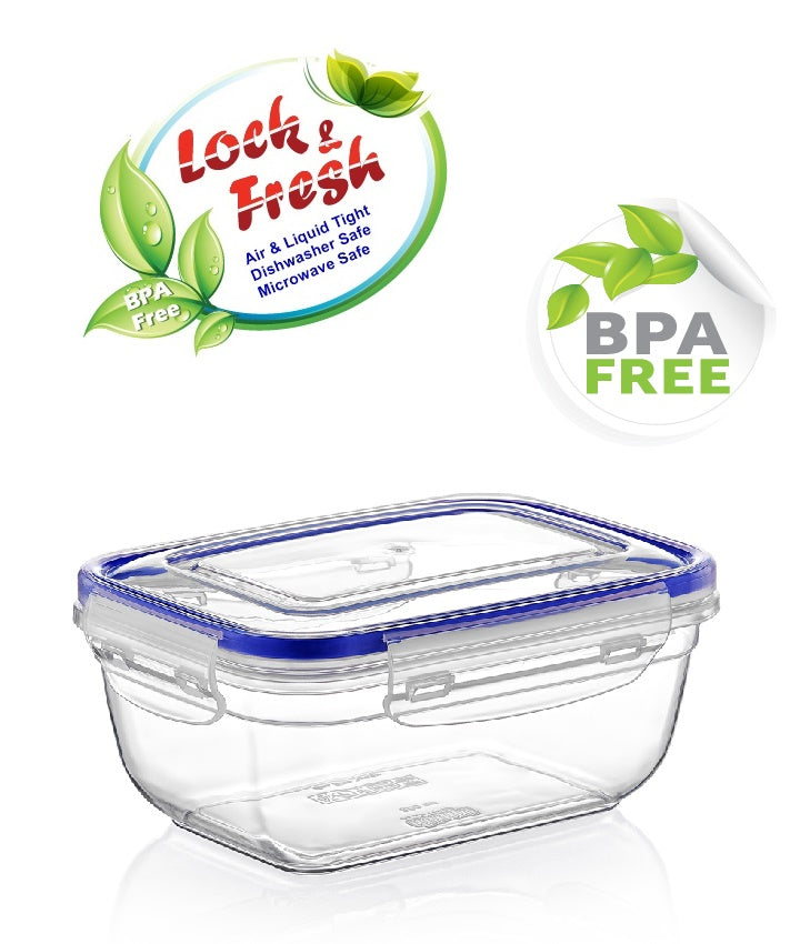 Plastic Rectangle Food Storage Container with Lid. (3 pcs) (400/800/1400 ml).