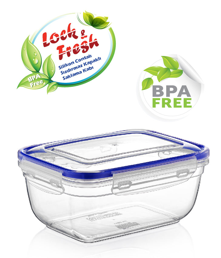 Plastic Rectangle Food Storage Container with Lid. (4 pcs) (400/800/1400/2300 ml).