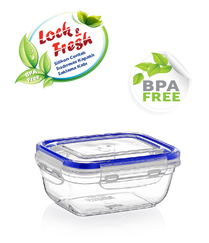 Plastic Rectangle Food Storage Container with Lid. (4 pcs) (400/800/1400/2300 ml).