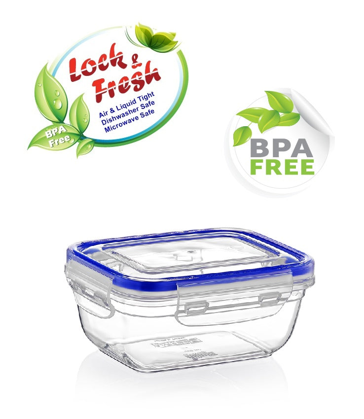 Plastic Rectangle Food Storage Container with Lid. (3 pcs) (400/800/1400 ml).
